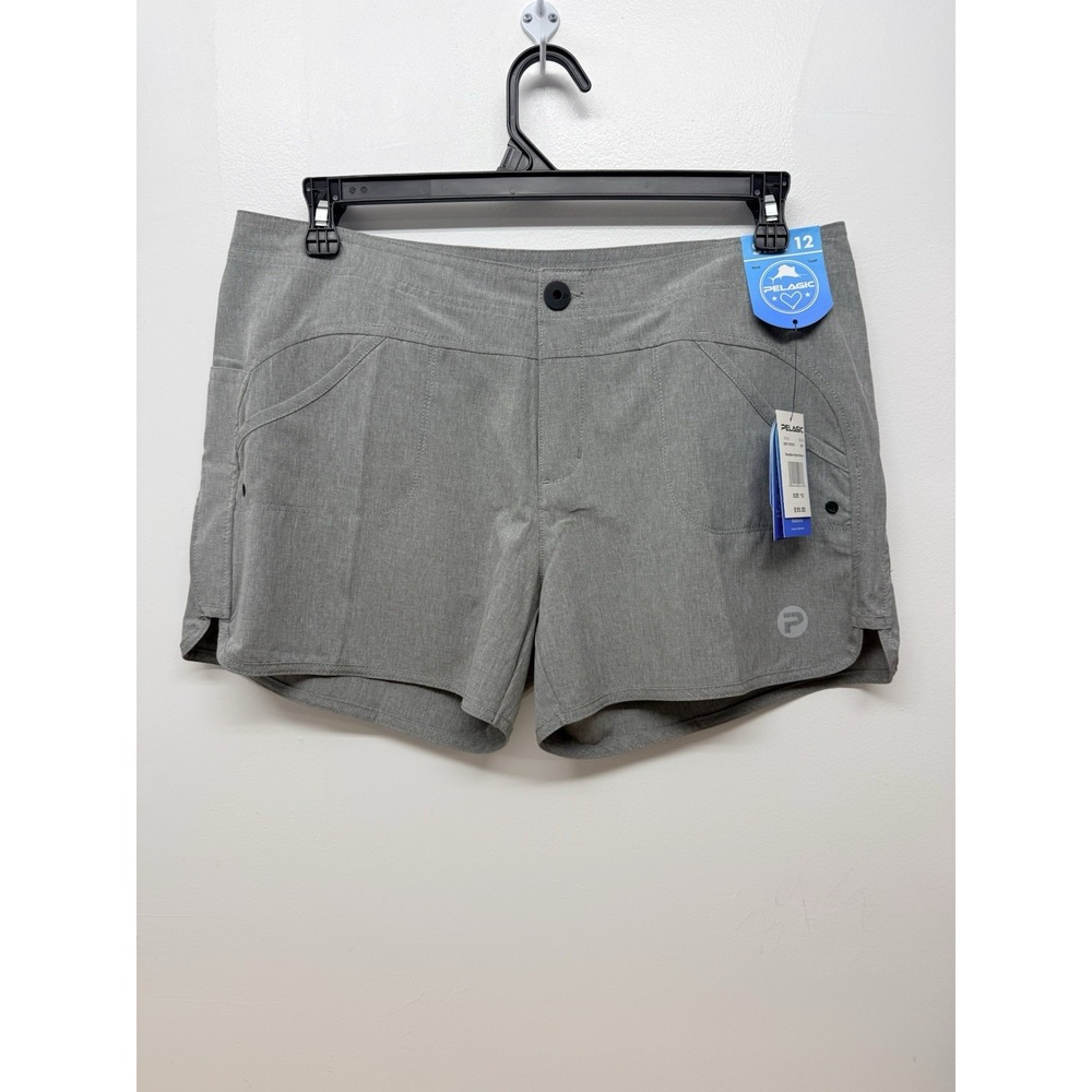New Pelagic Deep Sea Hybrid Shorts Gray Water Activated Boat‎ Womens Size 12 #38